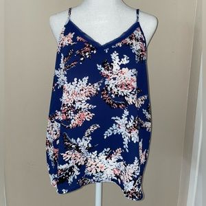 Joe Fresh Blue / Pink Floral Cami - Size L